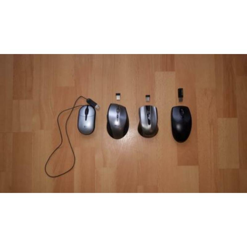 Muis opruiming! 3 x draadloze muis + 1 x bedraad (mini)