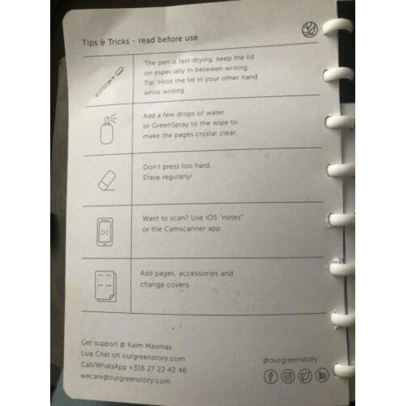 Originele greenbook; notitieboek met uitwisbare bladen