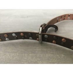 Cowboysbelt cowboysbag riem 85 cm bruin leer leder studs