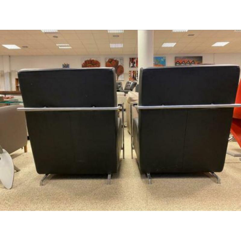 2 Zeer Nette harvink Alowa fauteuils Zwart Leer Stoel