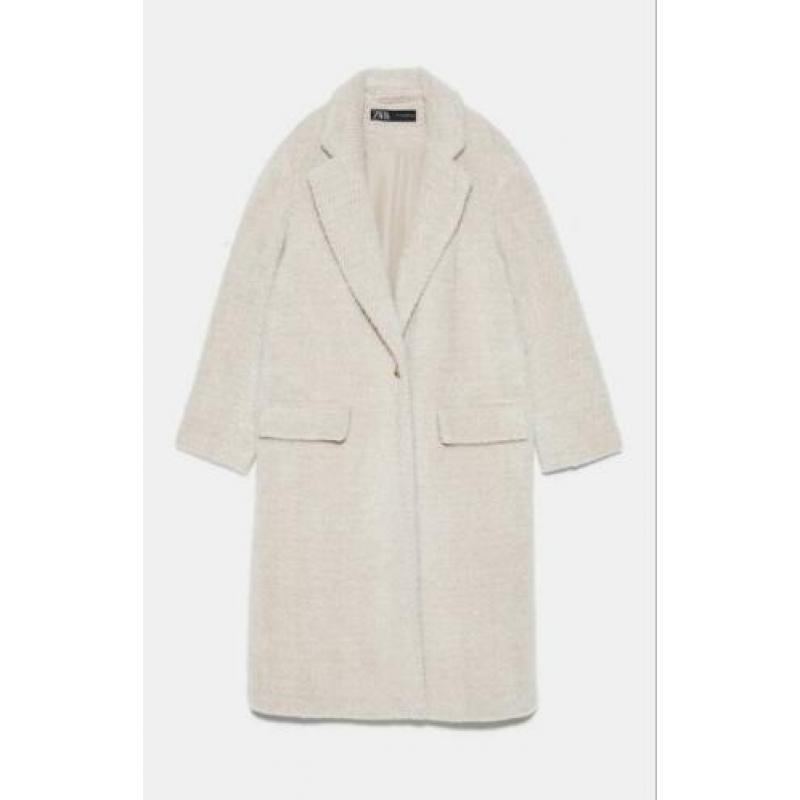 Zara beige bont jas mantel maat M nieuw faux fur