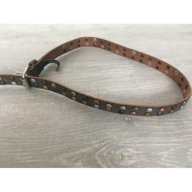 Cowboysbelt cowboysbag riem 85 cm bruin leer leder studs