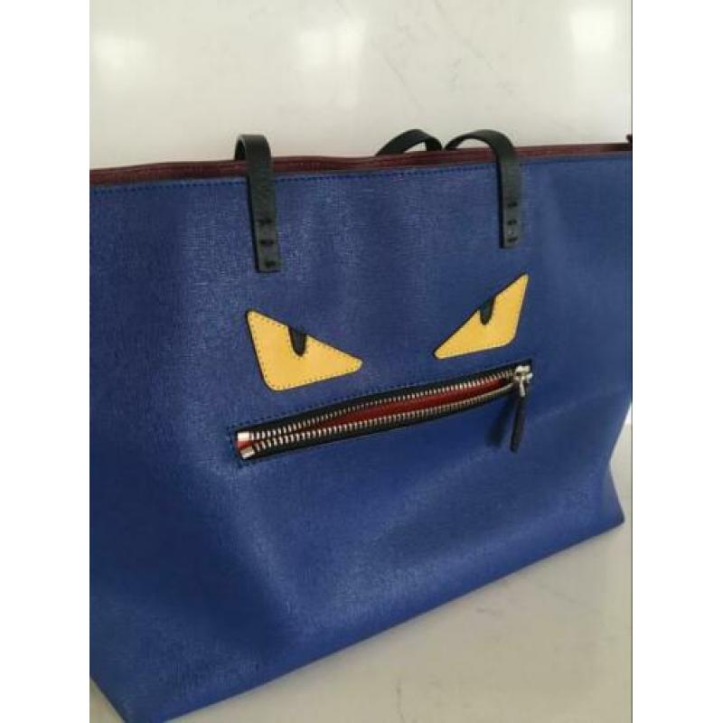 Fendi bag bugs tas blauw "ogen" groot model