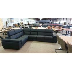 &333 zwart leder modern hoekbank