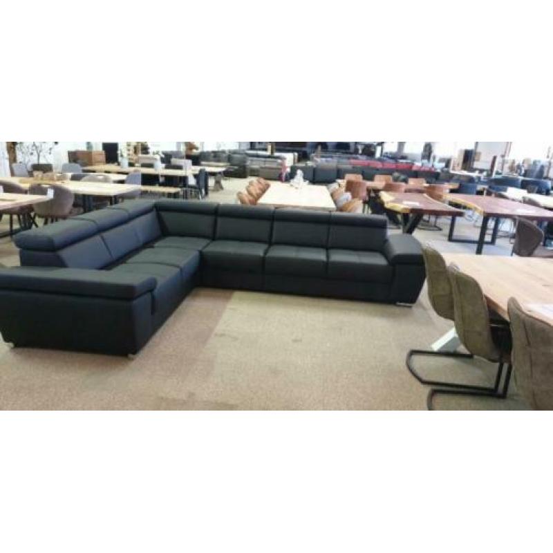 &333 zwart leder modern hoekbank