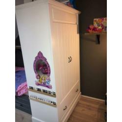 Kinderen kledingkast en commode (wit)
