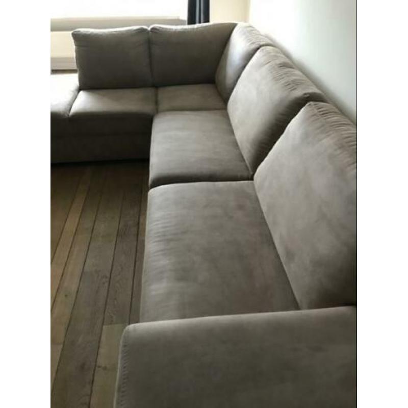Hoekbank beige bruin zand kleur lounge