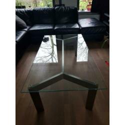 Glazen tafelblad met rvs onderstel 130x70cm