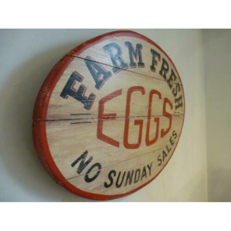 Uniek handgeschilderd reclame bord/Farm Fresh Eggs/eieren