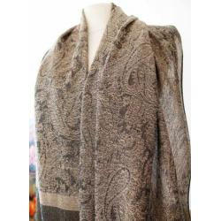 Sjaal - 100% katoen - Bruin, zwart met paisley design -Nieuw