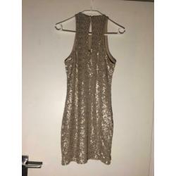 Disco Pailletjes Retro Jurkje Beige Maat M/38/40