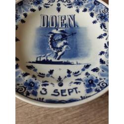 Delfts Blauw Holland bord D.O.E.N.. K
