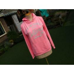 roze ESSENTIALS trui met capuchon maat L als nieuw