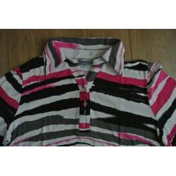sensia shirt 38 streep roze wit zwart 3 kwart mouw