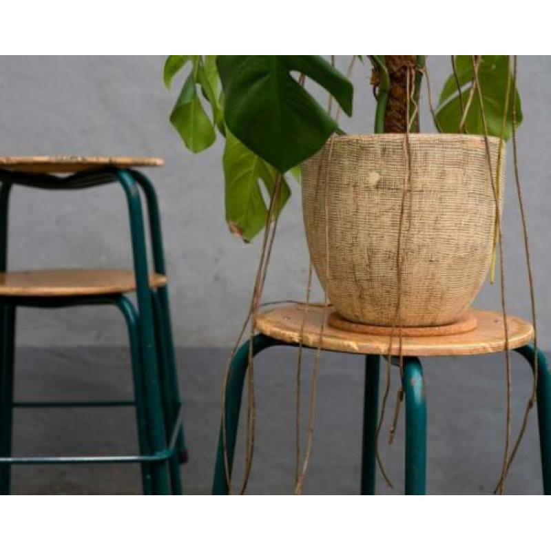 Industriële vintage schoolkrukken - Groen