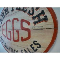 Uniek handgeschilderd reclame bord/Farm Fresh Eggs/eieren