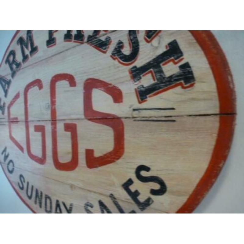 Uniek handgeschilderd reclame bord/Farm Fresh Eggs/eieren