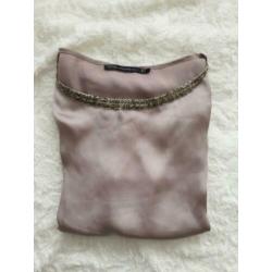 Bruine mouwloze top met kraaltjes maat S