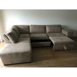 Hoekbank beige bruin zand kleur lounge