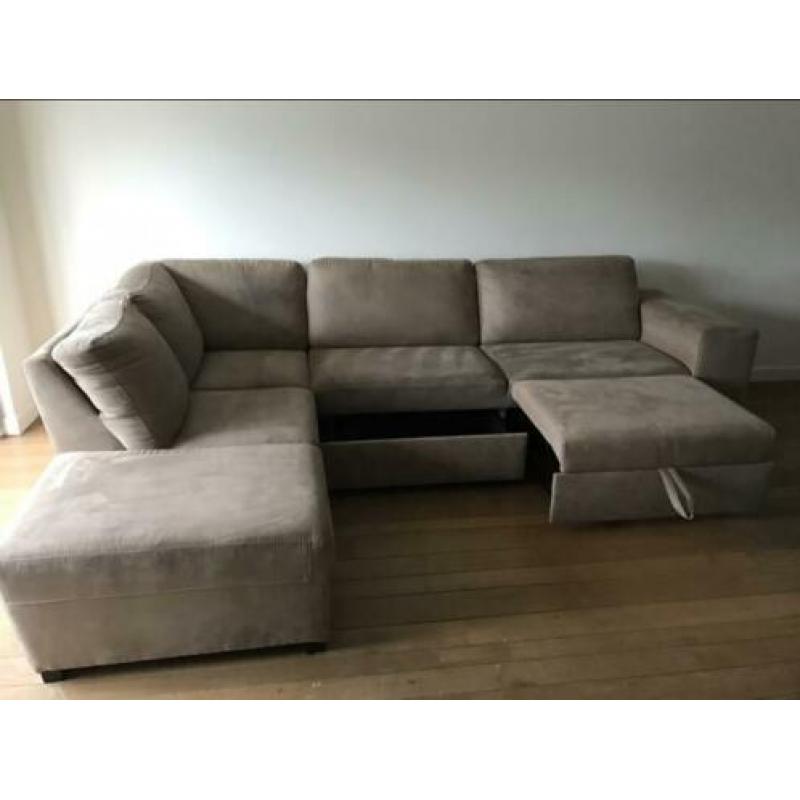 Hoekbank beige bruin zand kleur lounge