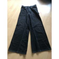 Ganni wide leg jeans 28/32 zwart nieuw