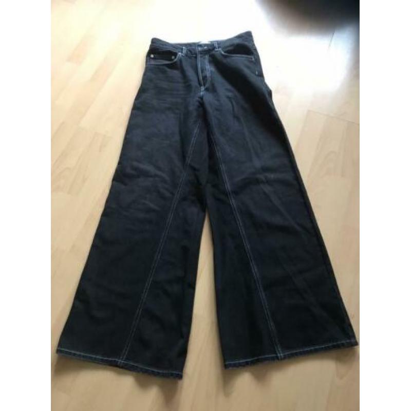 Ganni wide leg jeans 28/32 zwart nieuw