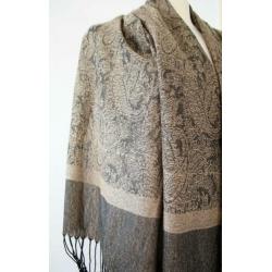 Sjaal - 100% katoen - Bruin, zwart met paisley design -Nieuw