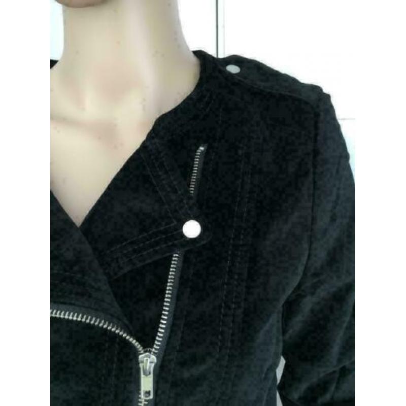 B1357: zwart fluwelen jasje jack bikerjasje blazer Maat S=36
