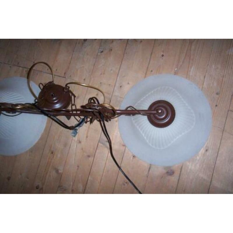 brons/bruin kleurige hanglamp voor boven eethoek