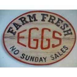 Uniek handgeschilderd reclame bord/Farm Fresh Eggs/eieren