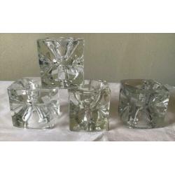 4 kubus kandelaars, Bohemia kristal, vintage