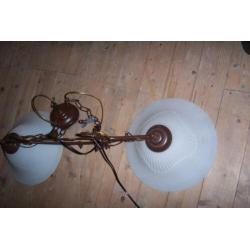 brons/bruin kleurige hanglamp voor boven eethoek