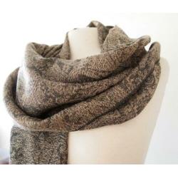 Sjaal - 100% katoen - Bruin, zwart met paisley design -Nieuw