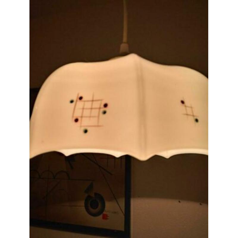Vintage hanglamp van glas met decoratie.koopje 10 euro!??