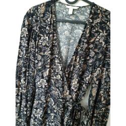 Lange overslagjurk met bloemenprint, H&M maat 34