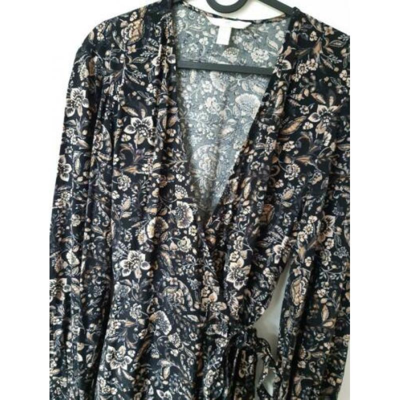 Lange overslagjurk met bloemenprint, H&M maat 34