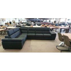 &333 zwart leder modern hoekbank