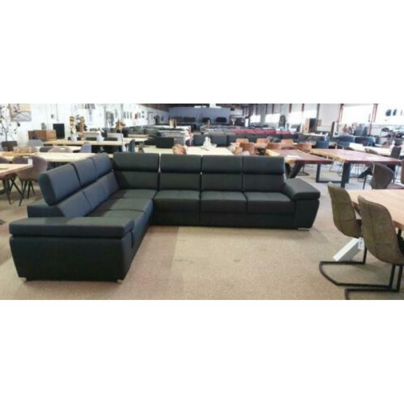 &333 zwart leder modern hoekbank