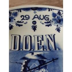 Delfts Blauw Holland bord D.O.E.N.. K