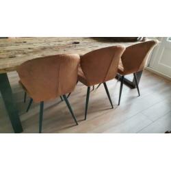 Eetkamer stoelen camel stof