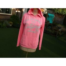 roze ESSENTIALS trui met capuchon maat L als nieuw