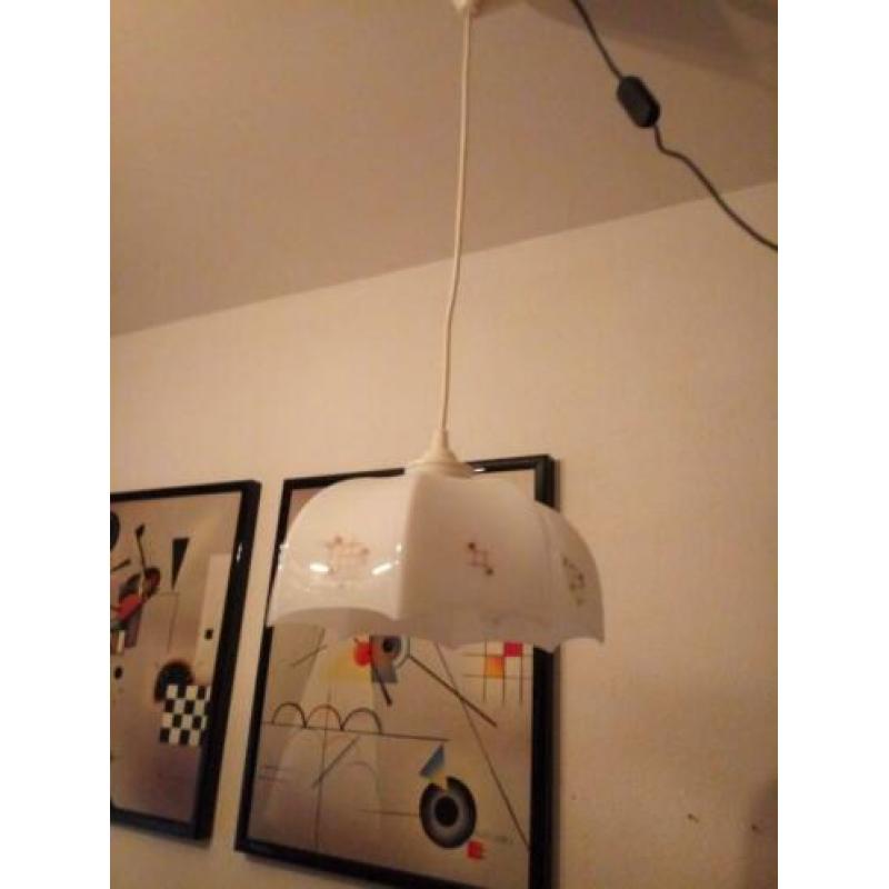 Vintage hanglamp van glas met decoratie.koopje 10 euro!??
