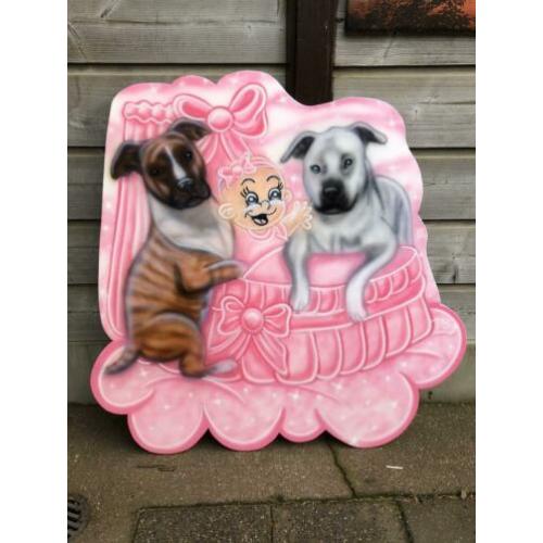 Geboortebord met eigen hond, kat of huisdier