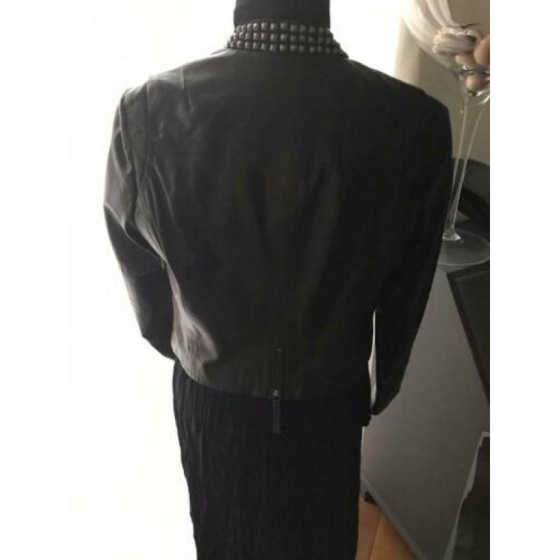 Zwarte leren jas Deense merk Butterfly mt 42