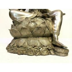 Oud brons verzilverd Grote Godin Sarasvati beeld
