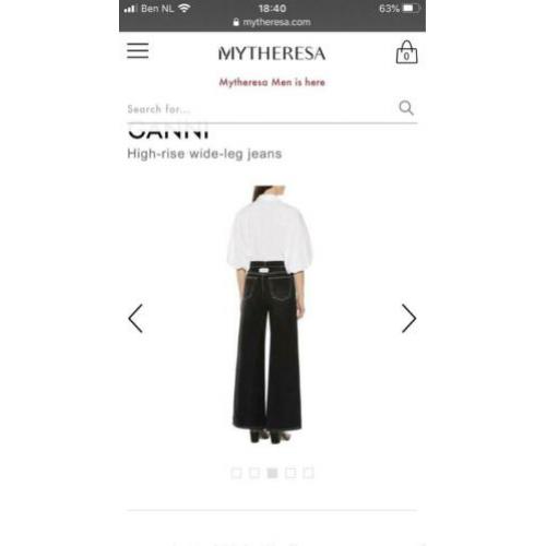 Ganni wide leg jeans 28/32 zwart nieuw