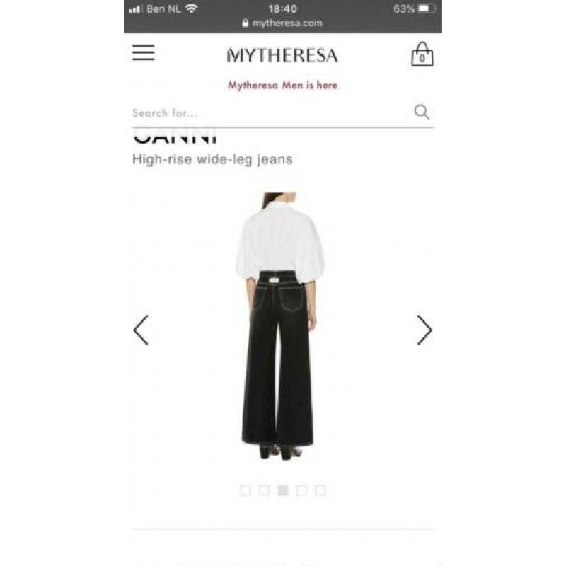 Ganni wide leg jeans 28/32 zwart nieuw