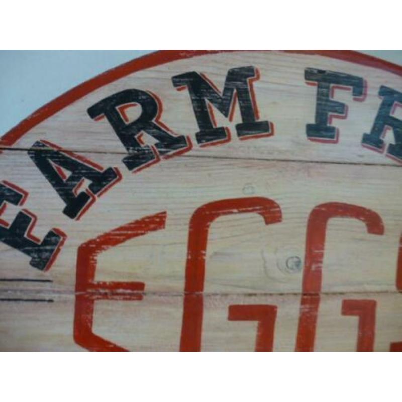 Uniek handgeschilderd reclame bord/Farm Fresh Eggs/eieren