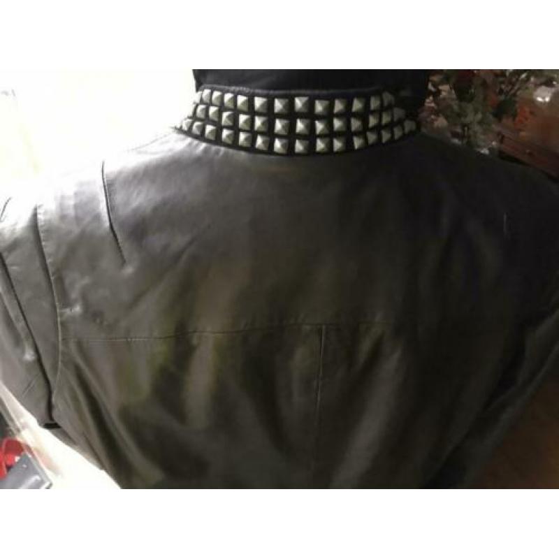 Zwarte leren jas Deense merk Butterfly mt 42