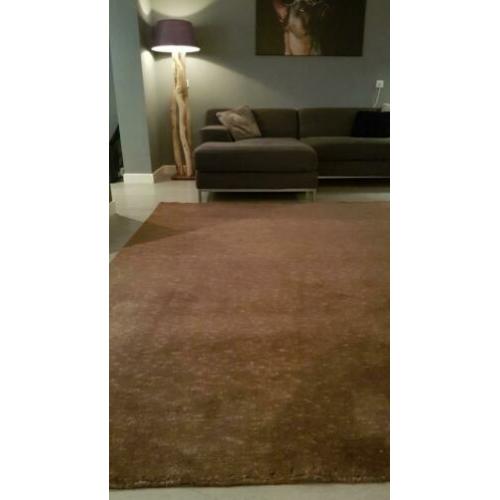 Vloerkleed 250x250 handgeknoopt wol choco/taupe nieuw!